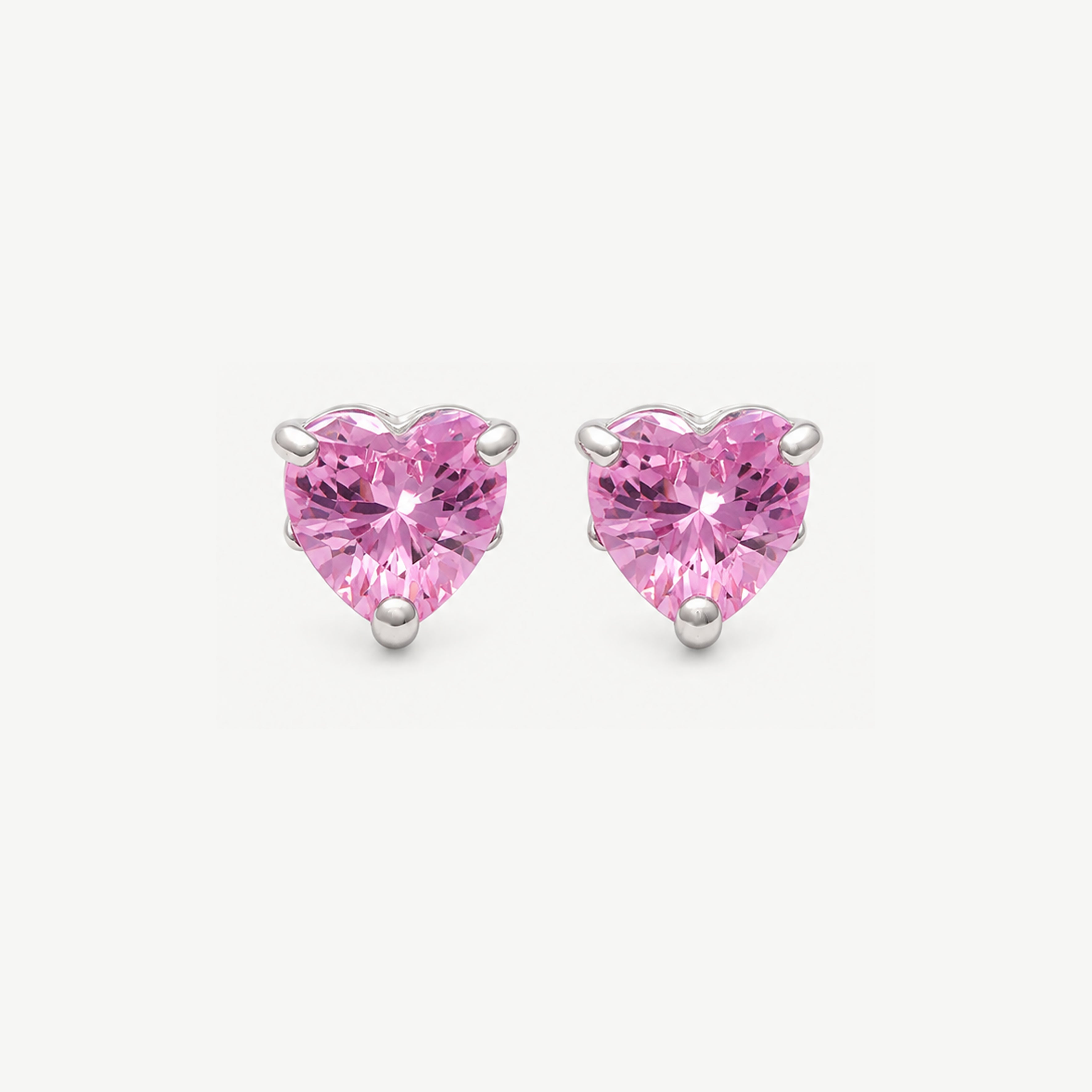Mini Heart Stud in Pink Cubic Zirconia – 925 Sterling Silver