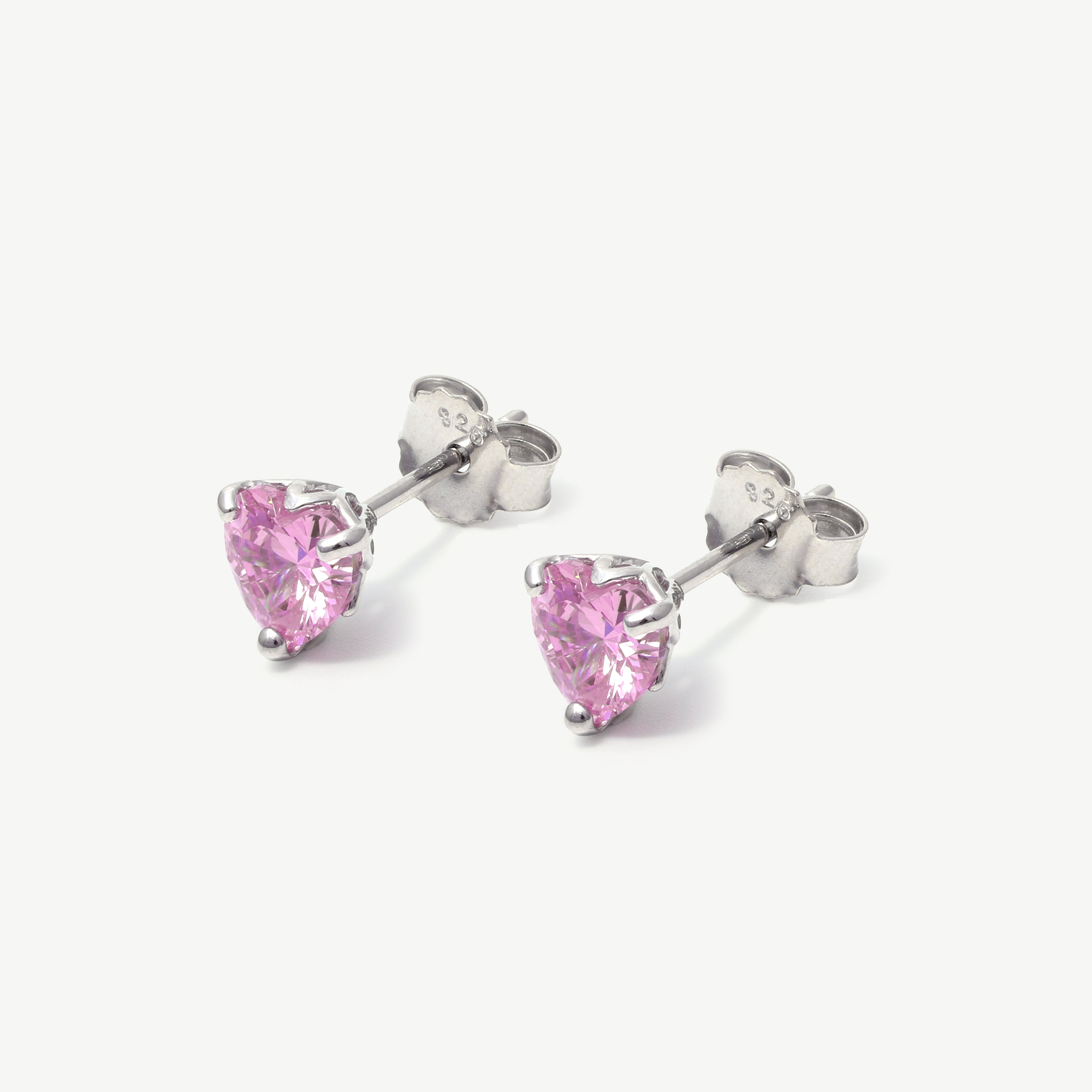 Mini Heart Stud in Pink Cubic Zirconia – 925 Sterling Silver