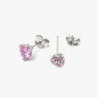 Mini Heart Stud in Pink Cubic Zirconia – 925 Sterling Silver